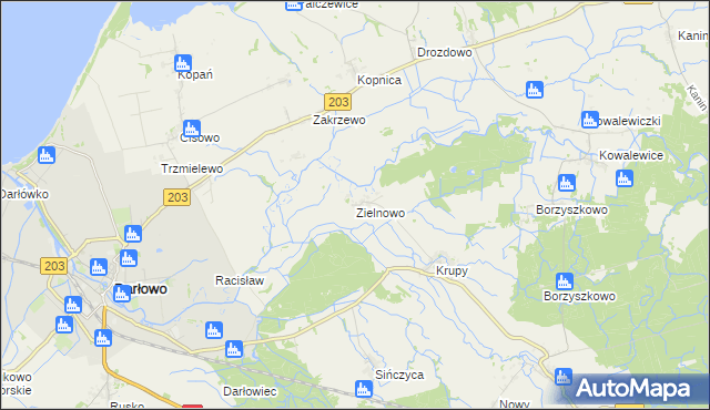 mapa Zielnowo gmina Darłowo, Zielnowo gmina Darłowo na mapie Targeo