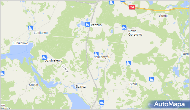 mapa Zielomyśl, Zielomyśl na mapie Targeo