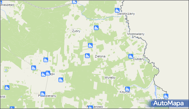mapa Zielona gmina Gródek, Zielona gmina Gródek na mapie Targeo