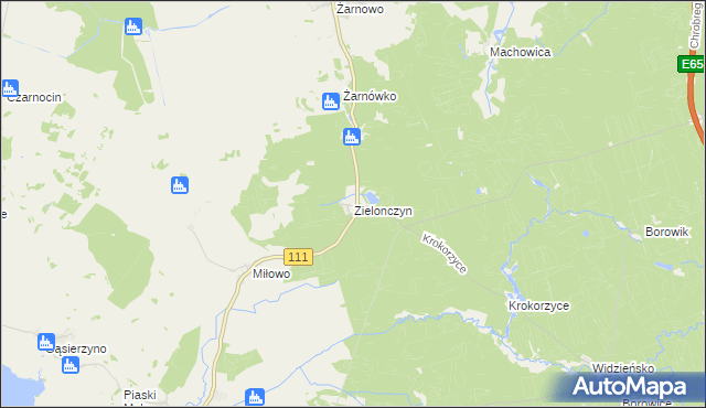 mapa Zielonczyn gmina Stepnica, Zielonczyn gmina Stepnica na mapie Targeo
