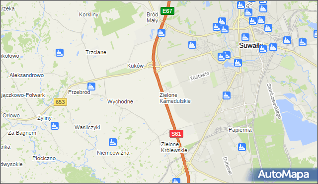 mapa Zielone Kamedulskie, Zielone Kamedulskie na mapie Targeo