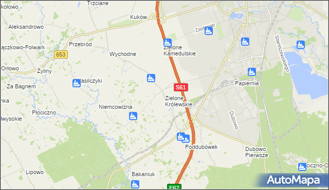 mapa Zielone Królewskie, Zielone Królewskie na mapie Targeo