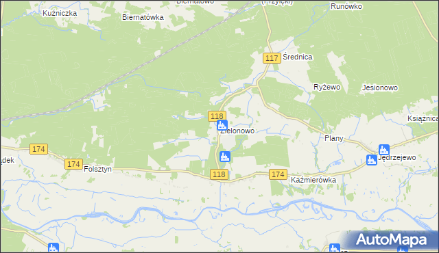 mapa Zielonowo gmina Wieleń, Zielonowo gmina Wieleń na mapie Targeo