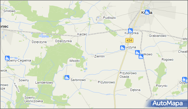 mapa Ziemlin, Ziemlin na mapie Targeo