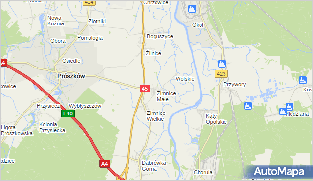 mapa Zimnice Małe, Zimnice Małe na mapie Targeo