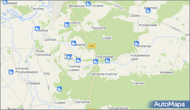 mapa Zimochowiec, Zimochowiec na mapie Targeo