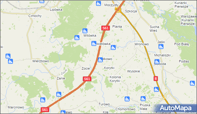 mapa Ziółkowo gmina Raczki, Ziółkowo gmina Raczki na mapie Targeo