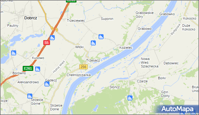 mapa Zła Wieś gmina Dobrcz, Zła Wieś gmina Dobrcz na mapie Targeo