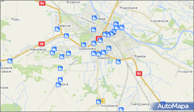 mapa Żłobizna, Żłobizna na mapie Targeo