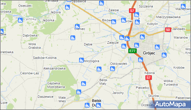 mapa Złota Góra gmina Belsk Duży, Złota Góra gmina Belsk Duży na mapie Targeo