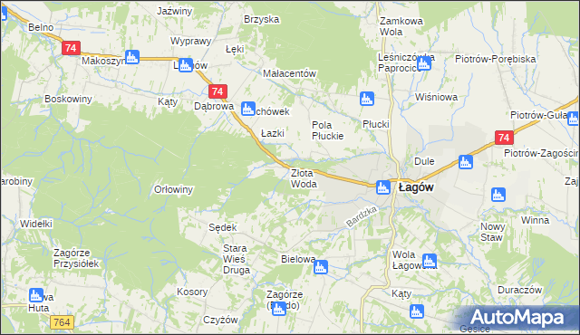 mapa Złota Woda, Złota Woda na mapie Targeo