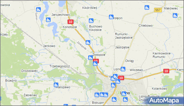 mapa Złotopole gmina Lipno, Złotopole gmina Lipno na mapie Targeo