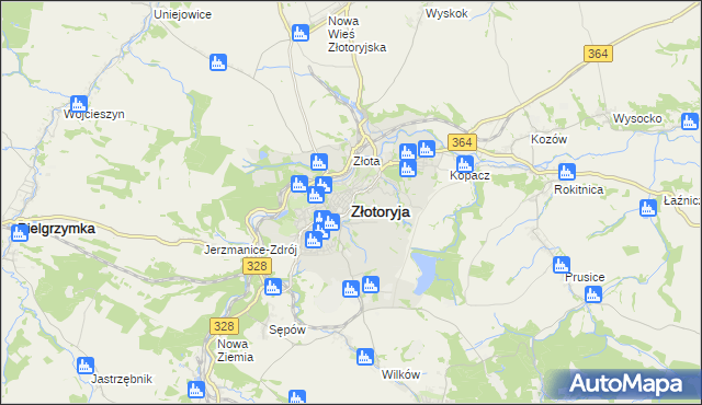 mapa Złotoryja, Złotoryja na mapie Targeo