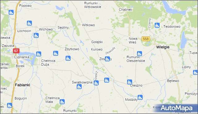 mapa Złowody, Złowody na mapie Targeo