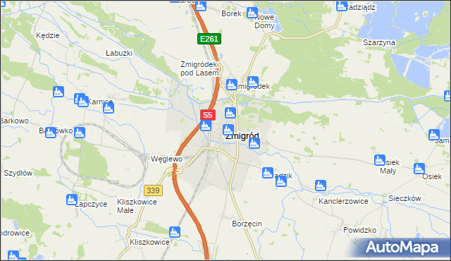 mapa Żmigród, Żmigród na mapie Targeo