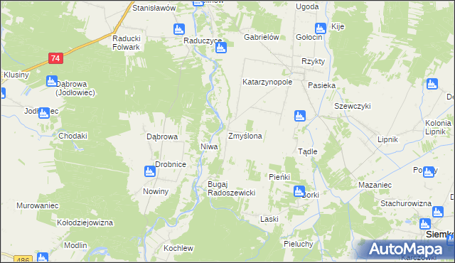 mapa Zmyślona gmina Siemkowice, Zmyślona gmina Siemkowice na mapie Targeo