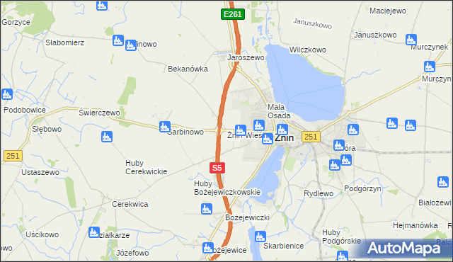 mapa Żnin-Wieś, Żnin-Wieś na mapie Targeo