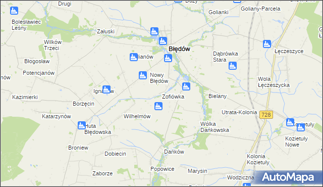 mapa Zofiówka gmina Błędów, Zofiówka gmina Błędów na mapie Targeo