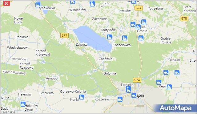 mapa Zofiówka gmina Łąck, Zofiówka gmina Łąck na mapie Targeo