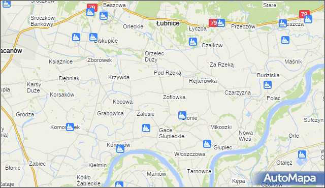 mapa Zofiówka gmina Łubnice, Zofiówka gmina Łubnice na mapie Targeo