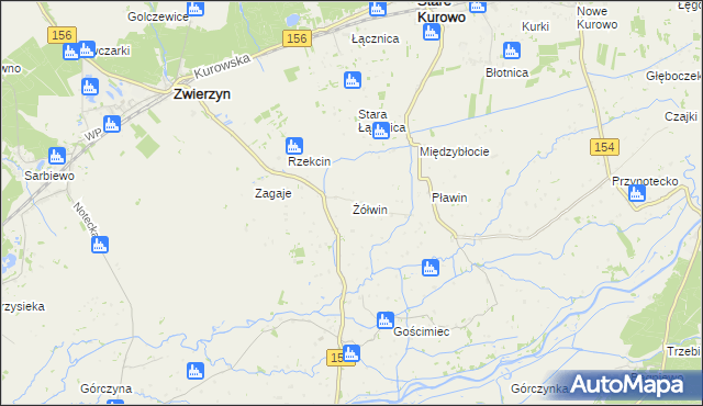 mapa Żółwin gmina Zwierzyn, Żółwin gmina Zwierzyn na mapie Targeo