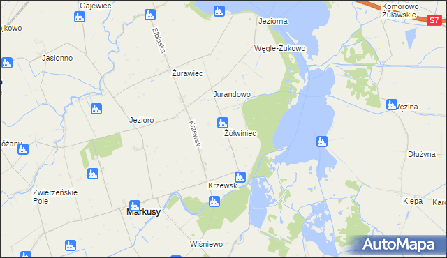 mapa Żółwiniec gmina Markusy, Żółwiniec gmina Markusy na mapie Targeo
