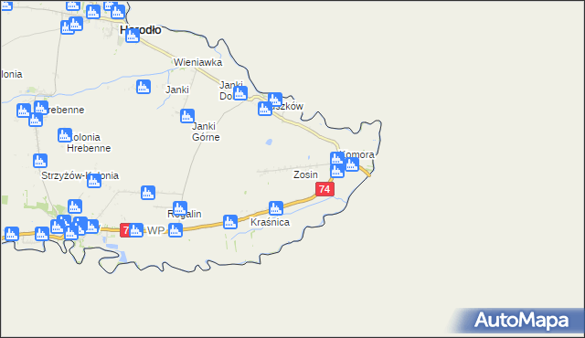 mapa Zosin gmina Horodło, Zosin gmina Horodło na mapie Targeo