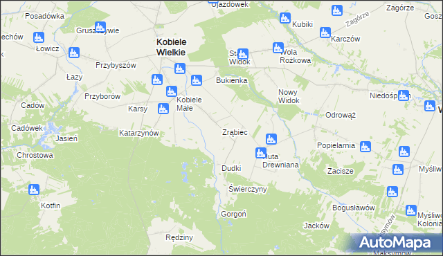 mapa Zrąbiec, Zrąbiec na mapie Targeo