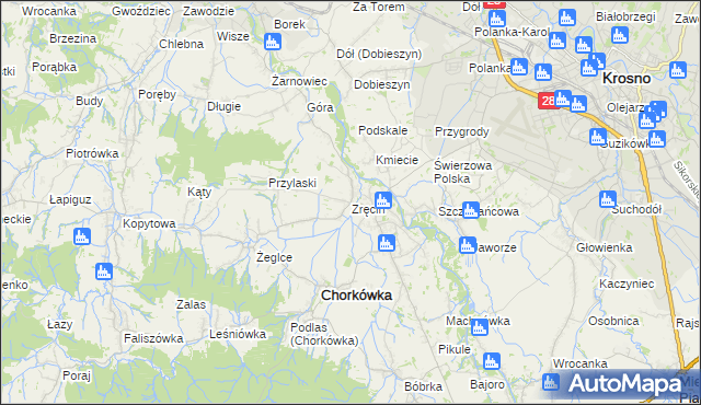 mapa Zręcin, Zręcin na mapie Targeo