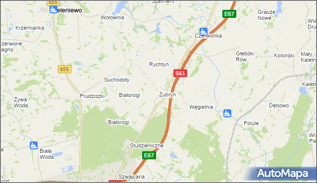 mapa Żubryn, Żubryn na mapie Targeo