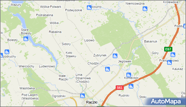 mapa Żubrynek, Żubrynek na mapie Targeo