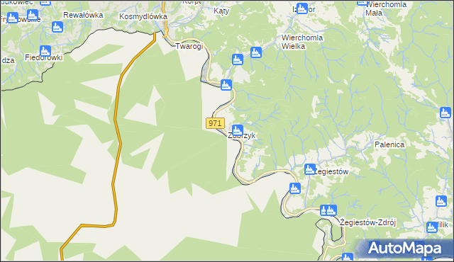 mapa Zubrzyk, Zubrzyk na mapie Targeo