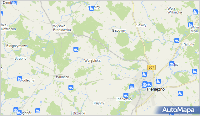 mapa Żugienie, Żugienie na mapie Targeo