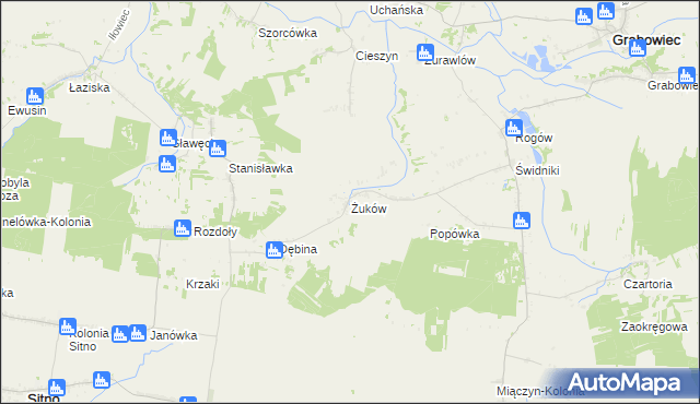 mapa Żuków gmina Miączyn, Żuków gmina Miączyn na mapie Targeo