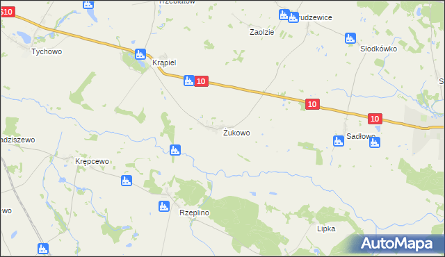 mapa Żukowo gmina Suchań, Żukowo gmina Suchań na mapie Targeo