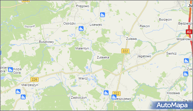 mapa Żuławka gmina Pruszcz Gdański, Żuławka gmina Pruszcz Gdański na mapie Targeo