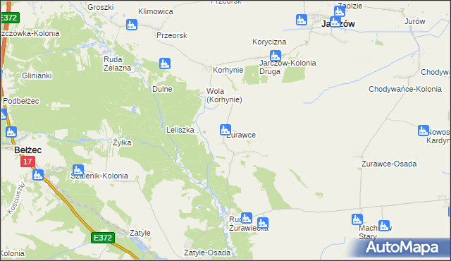 mapa Żurawce, Żurawce na mapie Targeo