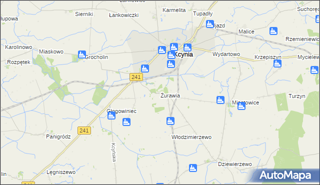 mapa Żurawia gmina Kcynia, Żurawia gmina Kcynia na mapie Targeo