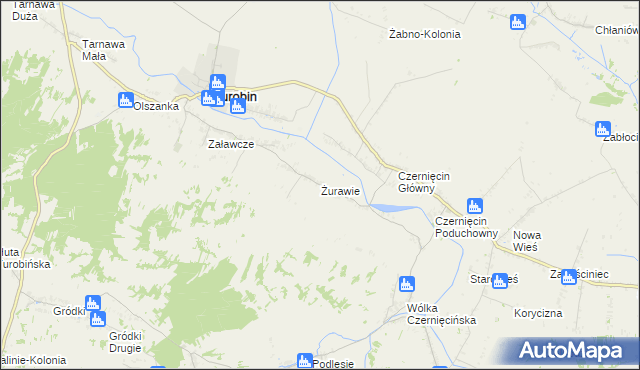 mapa Żurawie gmina Turobin, Żurawie gmina Turobin na mapie Targeo