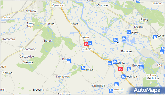 mapa Żużela, Żużela na mapie Targeo