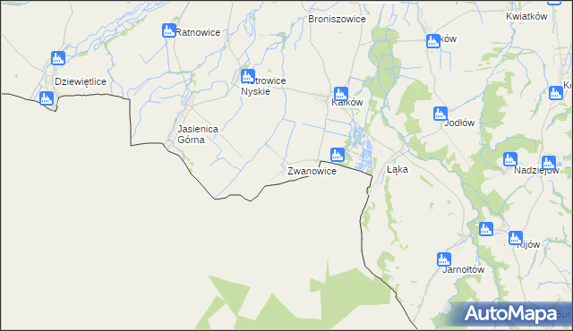 mapa Zwanowice gmina Otmuchów, Zwanowice gmina Otmuchów na mapie Targeo