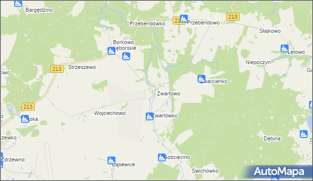 mapa Zwartowo gmina Choczewo, Zwartowo gmina Choczewo na mapie Targeo