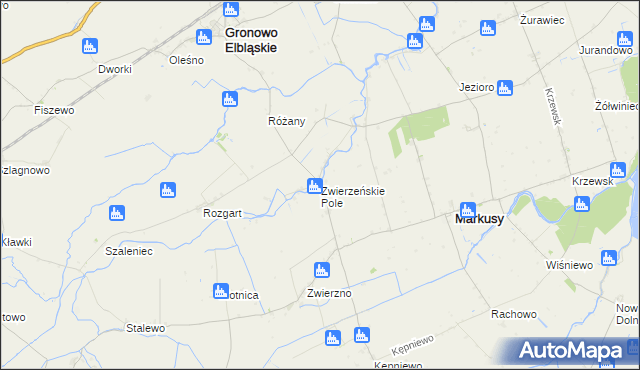 mapa Zwierzeńskie Pole, Zwierzeńskie Pole na mapie Targeo