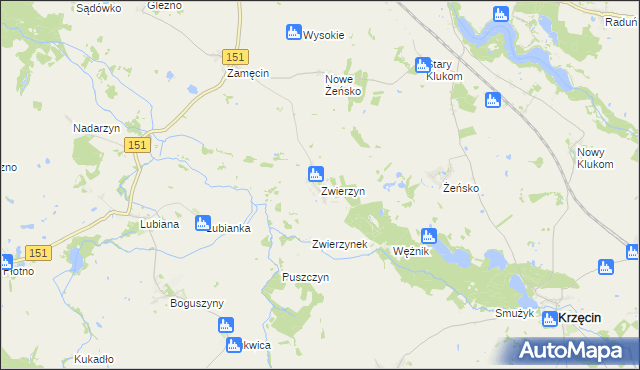 mapa Zwierzyn gmina Choszczno, Zwierzyn gmina Choszczno na mapie Targeo