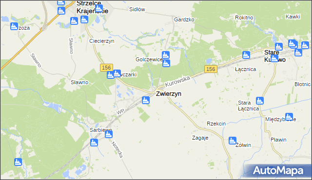 mapa Zwierzyn powiat strzelecko-drezdenecki, Zwierzyn powiat strzelecko-drezdenecki na mapie Targeo