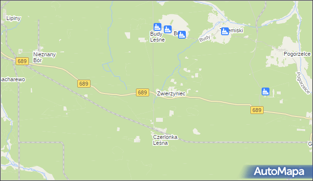 mapa Zwierzyniec gmina Białowieża, Zwierzyniec gmina Białowieża na mapie Targeo