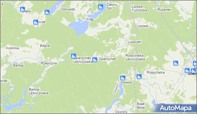 mapa Zwierzyniec gmina Śliwice, Zwierzyniec gmina Śliwice na mapie Targeo