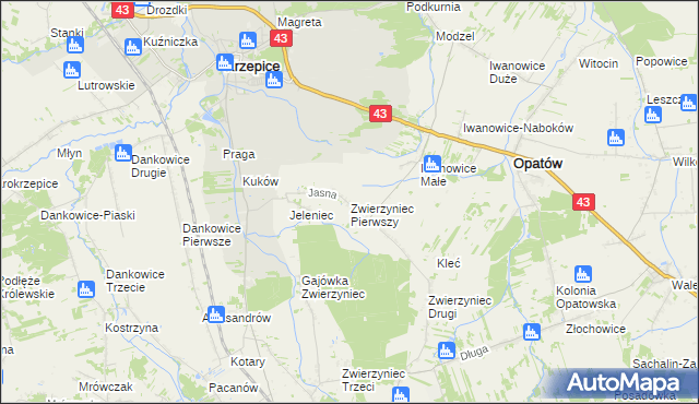 mapa Zwierzyniec Pierwszy, Zwierzyniec Pierwszy na mapie Targeo