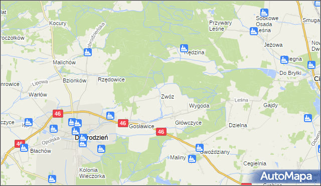 mapa Zwóz, Zwóz na mapie Targeo