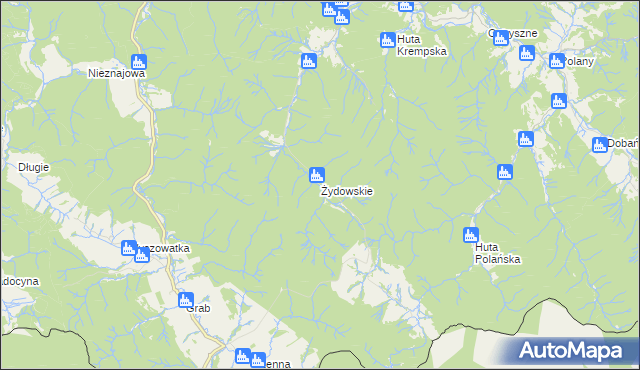 mapa Żydowskie gmina Krempna, Żydowskie gmina Krempna na mapie Targeo